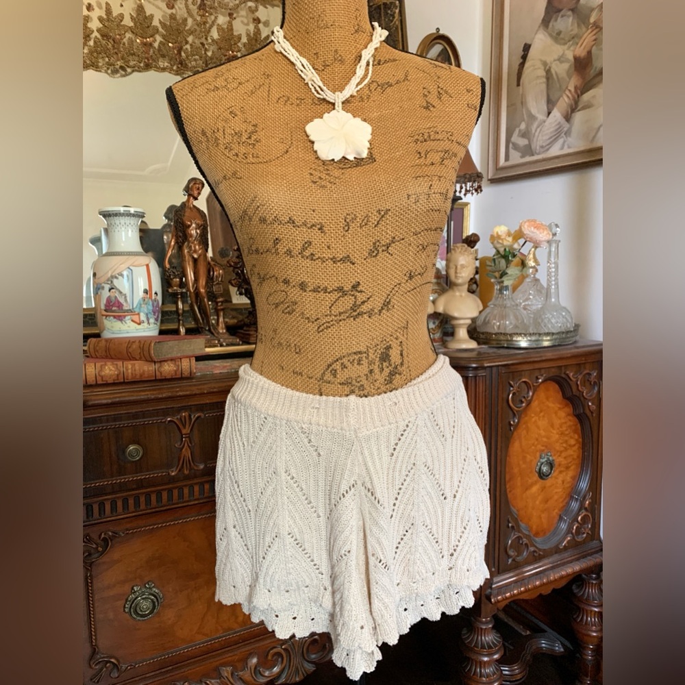 Vintage Boho Hippie Knit Dainty Sexy Honeymoon Vacation Lingerie Pajama Shorts